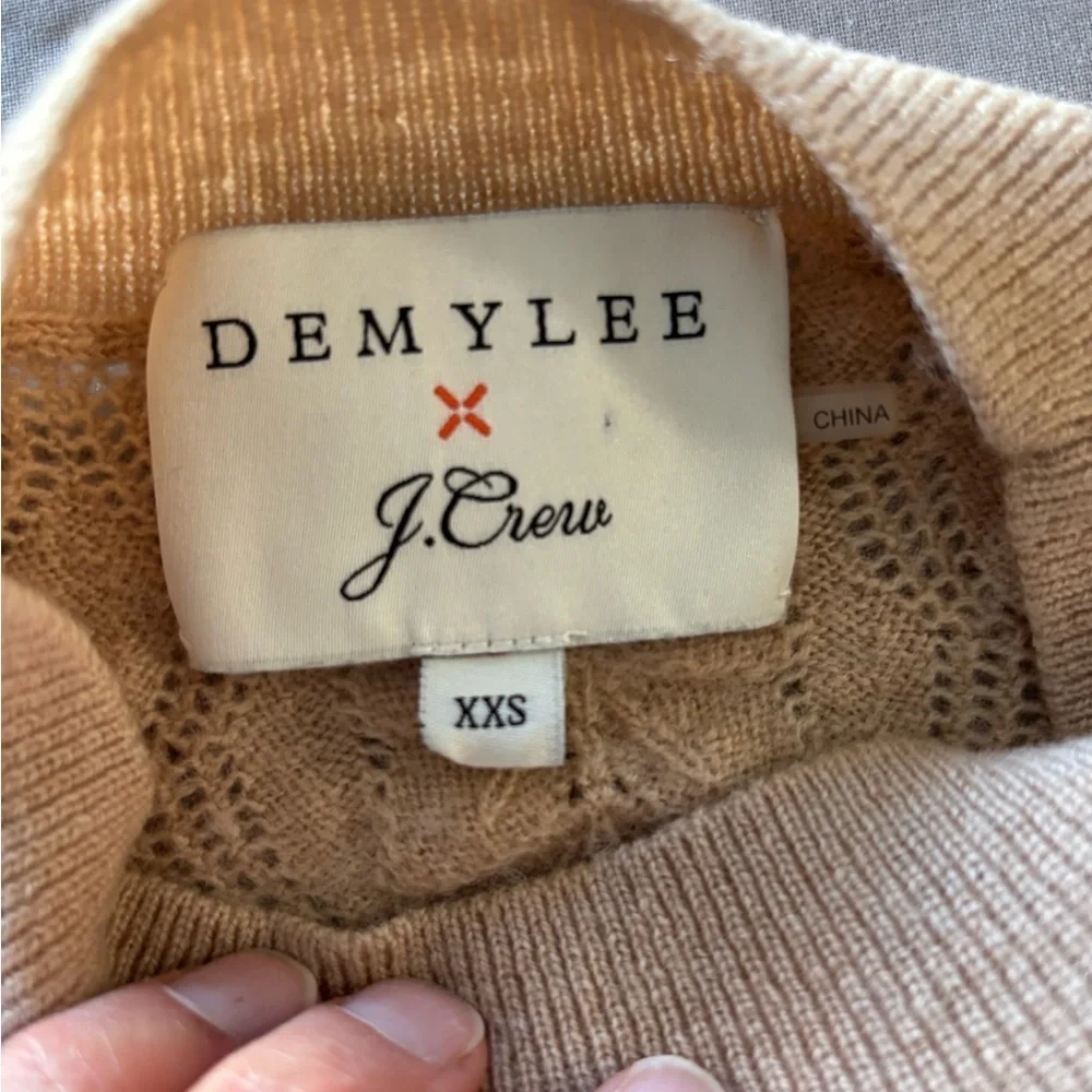 DemyLee X J. Crew Camel Cable Knit Wool Sweater Puff Sleeve Pullover XXS